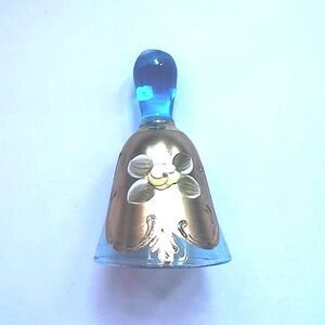 Unique Vintage Blue and Gold Decorative Bell glass hand painted aqua